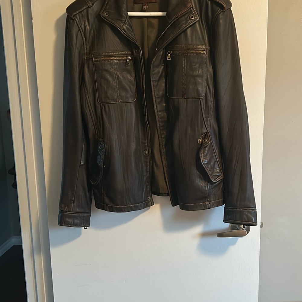 Danier Brown Leather Jacket with Pockets